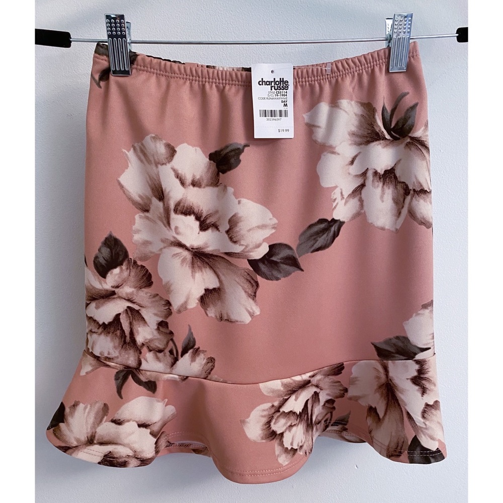 Charlotte Russe Floral Drop Waist Skater Skirt